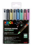 Posca - PC1MR - Extra Fine Tip Pen - Metallic Colors, 8 pc