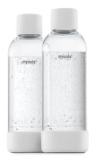 MY SODA 2PB10F-W - Förpackning med 2 vita flaskor av PET och biokomposit 1L