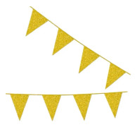 Flaggirlang | Vimpelgirlang | Vimpel Guld med Glitter - 6 m.