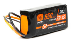 Spektrum 11.1V 850mAh 3S 30C Smart LiPo Battery G2: IC2