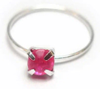Barnring Silverpläterad Rosa sten
