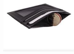 Korthållare i äkta skinn, svensk design, svart