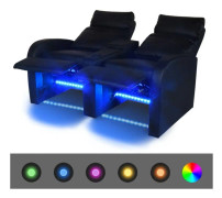Liggfåtölj med LED 2-sits konstläder svart