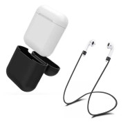 AirPod straps / hållare med skydd för laddningsfodral - svart