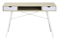 Skrivbord Ljust Trä och Vit 120 x 48 cm 2 Lådor Skandinavisk