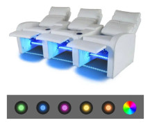 Liggfåtölj med LED 3-sits konstläder vit