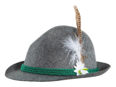 Grå traditionell bayersk hatt med edelweiss - grå