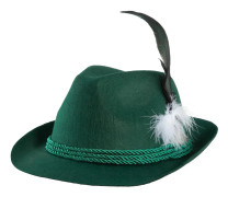 Grön traditionell bayersk hatt med fjäder - grön