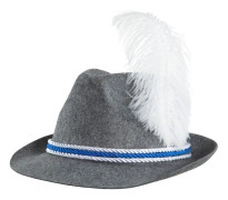 Grå traditionell bayersk hatt med fjäder - grå