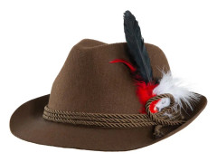 Brun traditionell bayersk hatt med fjäder - brun