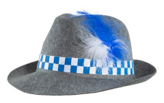 Grå traditionell bayersk hatt blå/vit - grå