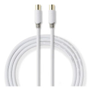 Nedis CSBW40015 antennkabel med raka kontakter, 2 meter vit