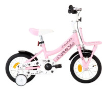 Barncykel med frampakethållare 12 tum vit och rosa