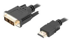 Lanberg - Adapterkabel - enkel länk - HDMI hane till DVI-D hane skruvbar - 7.5 m - dubbelt skärmad - svart - stöd för 1200p
