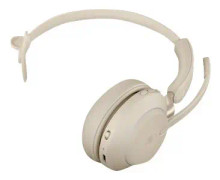 Jabra Evolve2 65 MS Mono - Headset - på örat - konvertibel - Bluetooth - trådlös - USB-A - ljudisolerande - beige - med laddningsställ - Certifierad