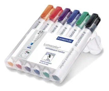 Staedtler Lumocolor Dry Erase Whiteboard-markörer, xylen- och toluenfria och praktiskt taget luktfria, 2 mm kulspets, 6