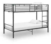 vidaXL Våningssäng svart metall 90x200 cm