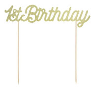 Cake Topper 1st Birthday Guld Första Födelsedagen