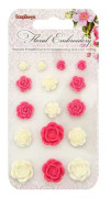 Scrapberrys Polyresin Dekorationer - Set of Flowers - Vit/Rosa