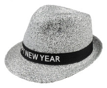 Huvudbonad silver Happy New Year för vuxen