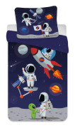 Påslakanset - Astronaut - 100% bomull - Påslakanset med rymdraket - 140x200 cm