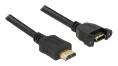 Delock Kable HDMI-A ha till HDMI-A ho panelmonterad, 4K i 30 Hz, 0,5 m