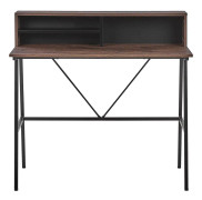 Hemmakontor Skrivbord Mörk Träskiva 100 x 50 cm Svart Metallram med Hyllor