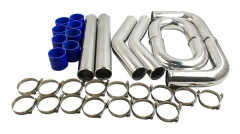 Intercooler Rör 76mm 3 tums aluminium - Inter Piping Kit + Blue Slangsatser