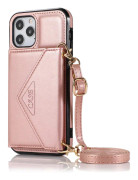 Mobiltelefonfodral Skyddsskydd för Iphone12/12 Pro Messenger Bag Rose guld