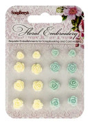Scrapberrys Polyresin Dekorationer - Set of Flowers - Creme/Grön