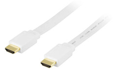 Deltaco HDMI-kabel v1.4 flat, vit, 10m