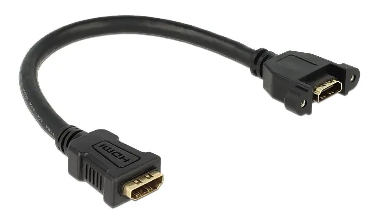  85100 - DeLOCK Panel-mount - HDMI-kabel - HDMI (hona) till HDMI (hona) - 25 cm - svart