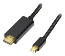 DELTACO mini DisplayPort till HDMI kabel med ljud, ha-ha, 2m, svart
