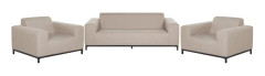 Loungegrupp Beige Tyg med Fotpall 5-sits Vädertålig Utomhus Inomhus