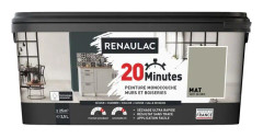 RENAULAC Interiör enfärgad färg 20 minuter väggar och träarbete - 2,5L - 25 m² - Vert de gris Matt