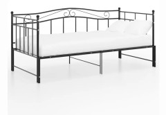 Utdragbar sängram bäddsoffa svart metall 90x200 cm
