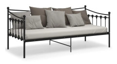 Sängram bäddsoffa svart metall 90x200 cm