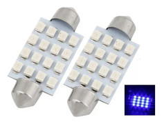 Spollampa 41mm 42mm Blå c5w med 16st 3528smd chip 2-pack