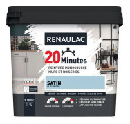 RENAULAC Interiör enfärgad färg 20 minuter väggar och träarbete - 1L - 10 m² - Bleu de gris Satin