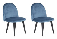 Barnstol / Matstol Velvet XXS 2-Pack – Blå Sammet / Svart