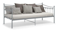 Sängram bäddsoffa grå metall 90x200 cm