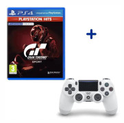 PlayStation Pack: PS4 Controller Dualshock 4.0 V2 Glacier White + Gran Turismo Sport PlayStation Hits