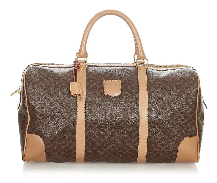 Pre-owned Celine Macadam Boston Bag Brown