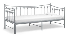 Utdragbar sängram bäddsoffa grå metall 90x200 cm