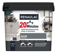 RENAULAC Enfärgad interiörfärg 20 minuter väggar och träarbete - 1L - 10 m² - Skiffergrå Satin