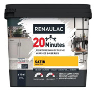 RENAULAC Interiör enfärgad färg 20 minuter väggar och träarbete - 1L - 10 m² - Gul 70-talssatin