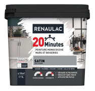 RENAULAC Enfärgad interiörfärg 20 minuter väggar och träarbete - 1L - 10 m² - Satinmusgrå