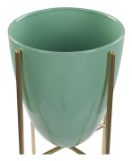 Växtställ Grön med Guld Järn 16 x 16 x 31 cm Inomhus Utomhus Metallblomkruka UV-beständig Modern Industriell Stående