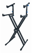 Quiklok QL742 Heavy Duty Double Braced Two-Tier Keyboard Stand, Black