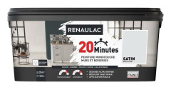 RENAULAC Enfärgad interiörfärg 20 minuter väggar och träarbete - 2,5L - 25 m² - Grå fjäder Satin